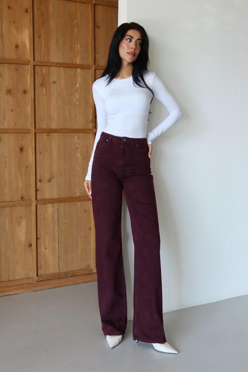 Çiçek Baskılı Wide Leg Jean LC8150