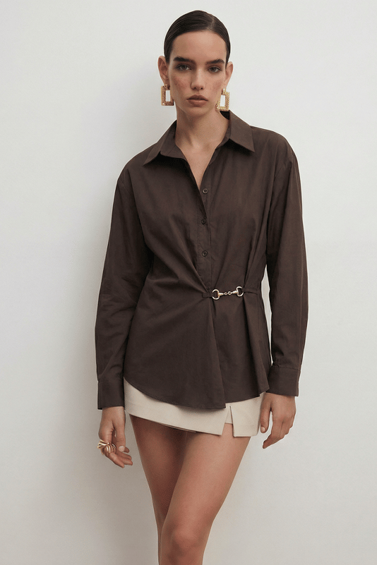 Toka Aksesuarlı Oversize Gömlek PR5019