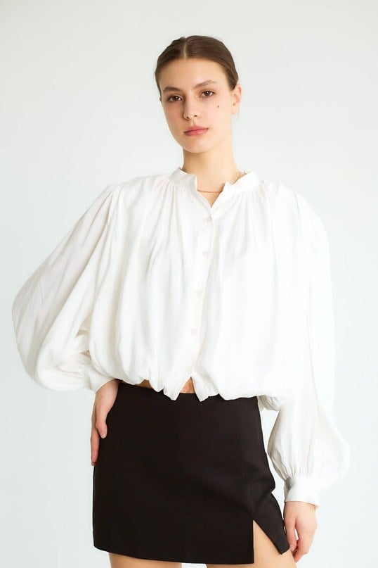 Pile Detaylı Lastik Detaylı Gömlek RB39419