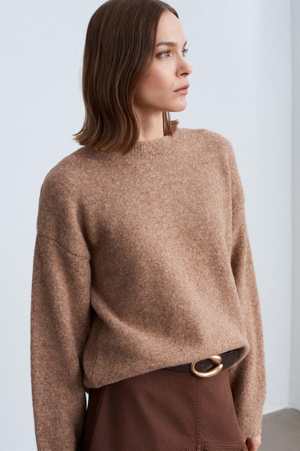 Bisiklet Yaka Yumuşak Dokulu Triko Kazak DL10640