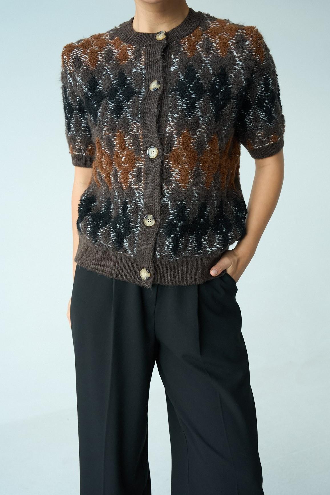 Kısa Kollu Etnik Desen Hırka QS251084