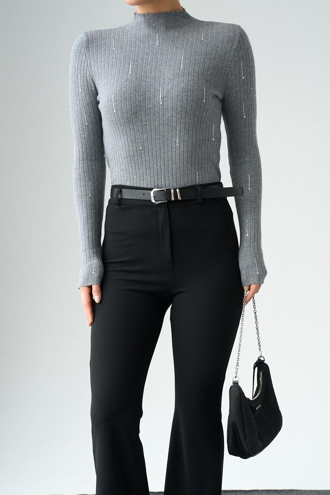 İnce Taş İşlemeli Triko Kazak QS251201