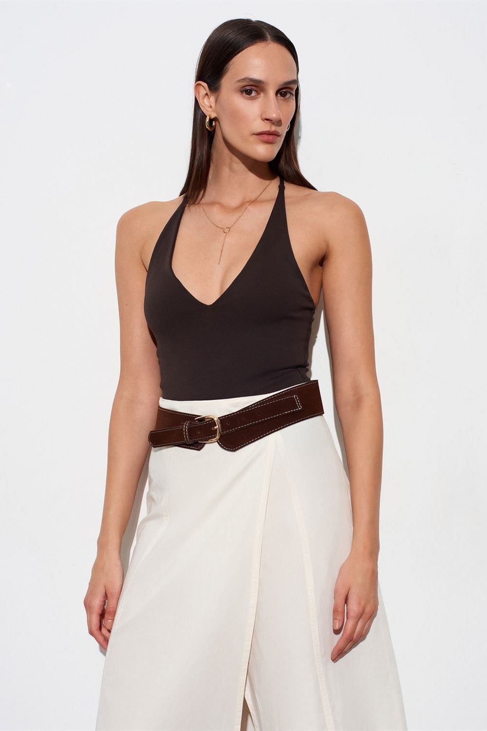 Boyundan Bağlamalı V Yaka Bodysuit DL21175