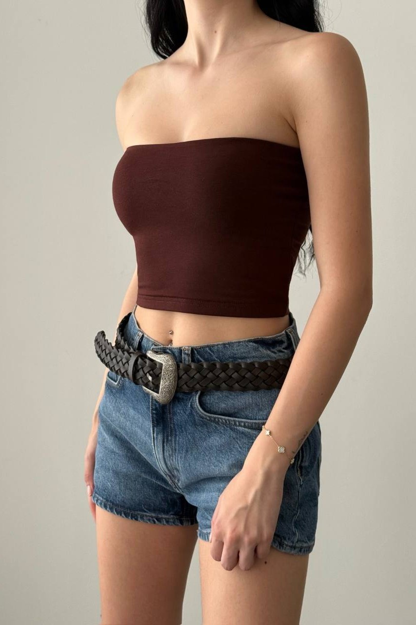 Göğüs Pedli Straplez Crop QZ23369