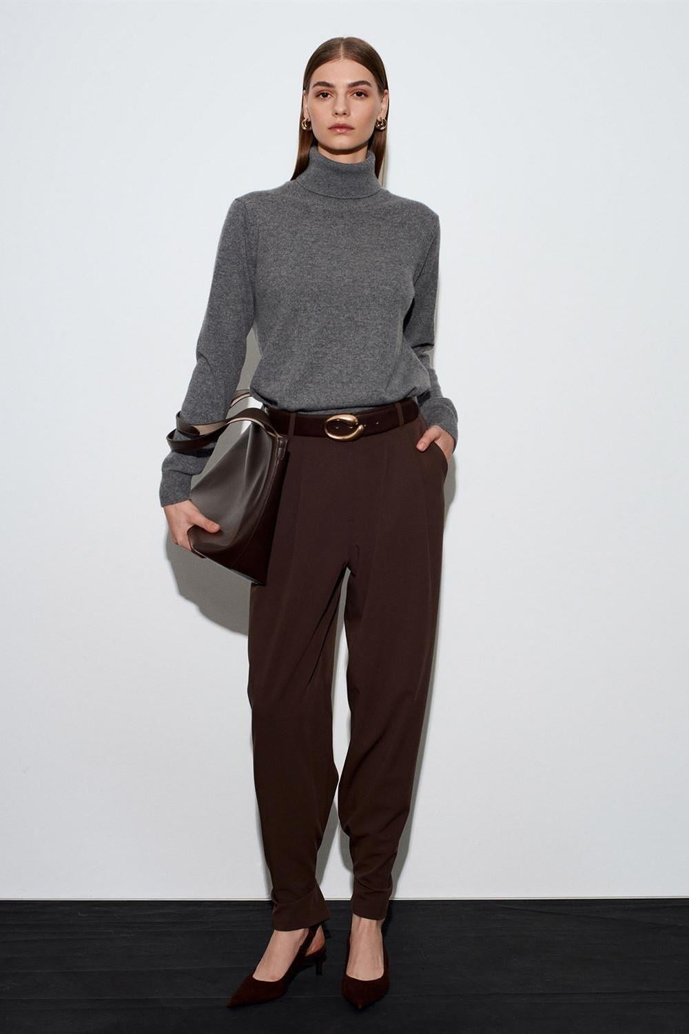 Pileli Düğmeli Palazzo Pantolon DL72228