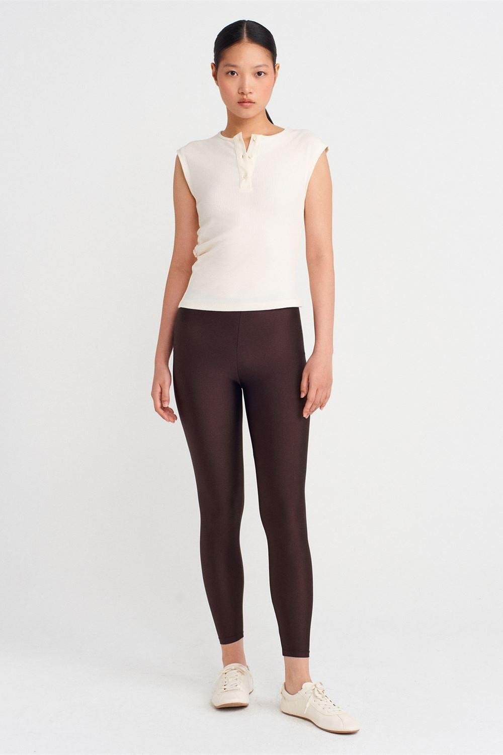 Toparlayıcı Parlak Kumaş Tayt DL4001