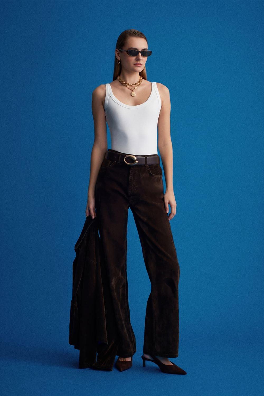 Flok Kaplama Wide Leg Jean DL72108