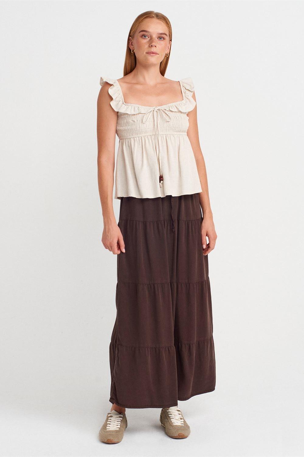 Boncuk Detaylı Fırfırlı Bluz DL50873