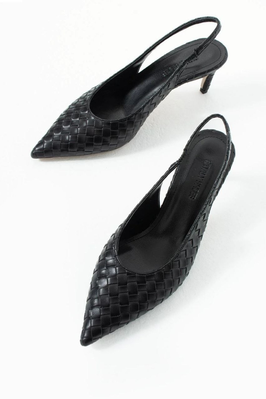 Örgü Detaylı Arkası Açık Topuklu Ayakkabı FE8138