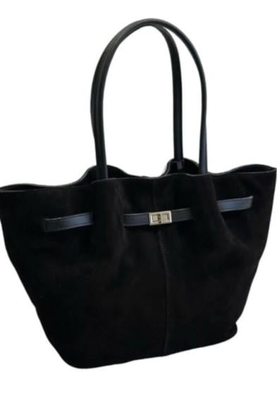 Süet Metal Aksesuarlı Deri Saplı Çanta RY254