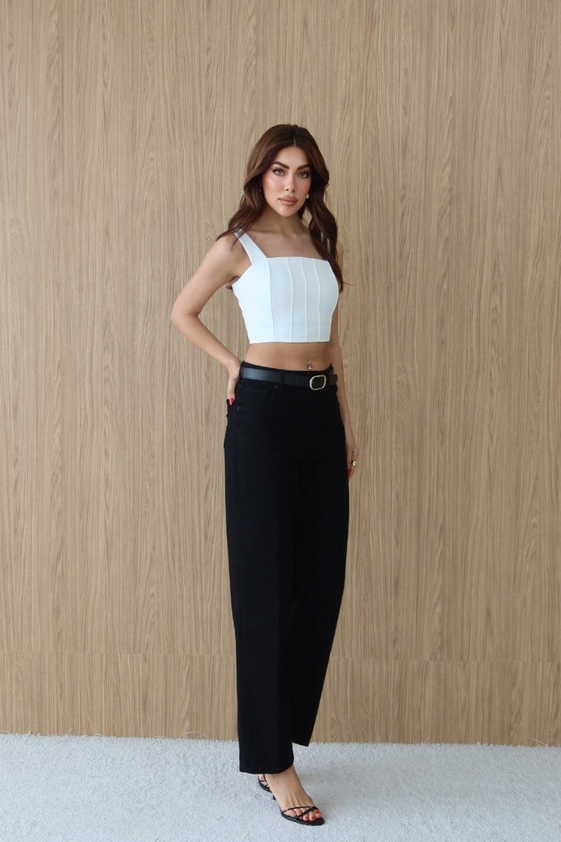 Kemer Detaylı Yüksek Bel Mom Jean LC8273