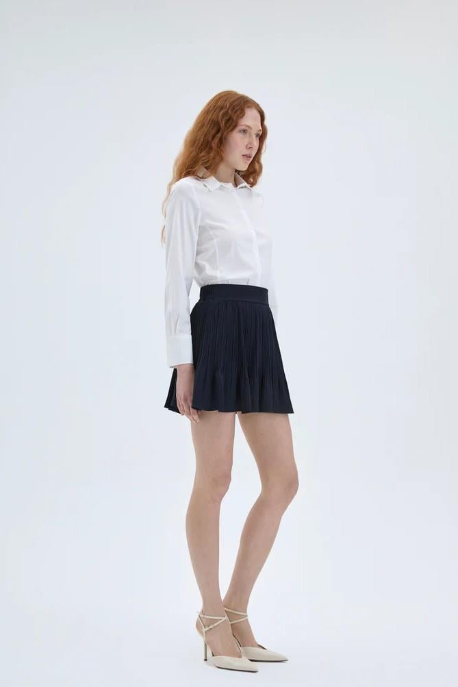 Pileli Şortlu Mini Etek QZ41573