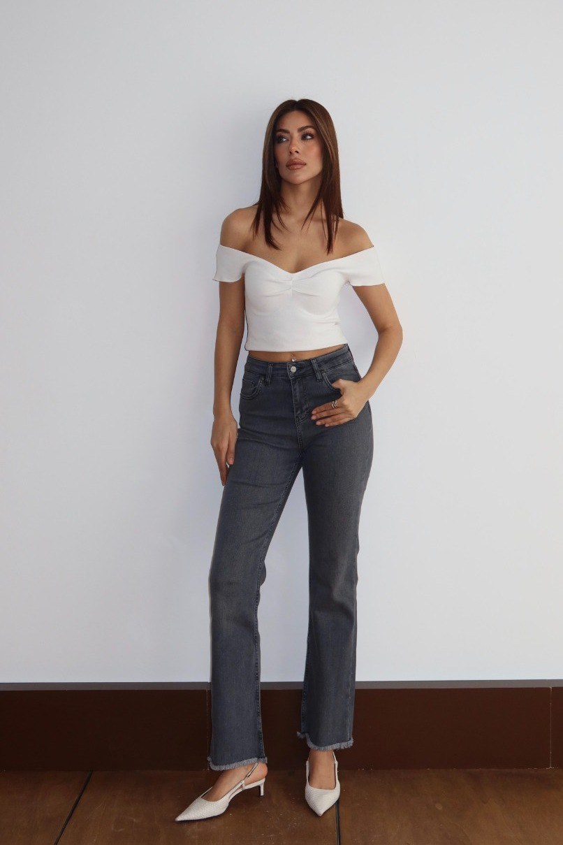 Paçası Püsküllü Yüksek Bel Flare Jean LC7403