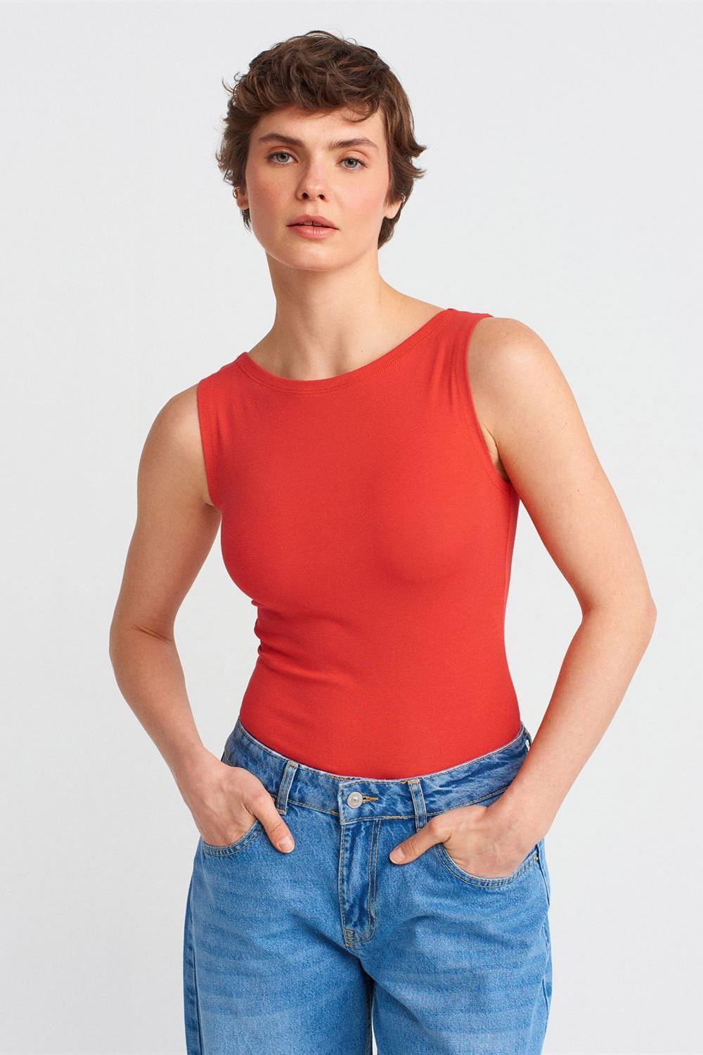 Kayık Yaka Kolsuz Top DL20868