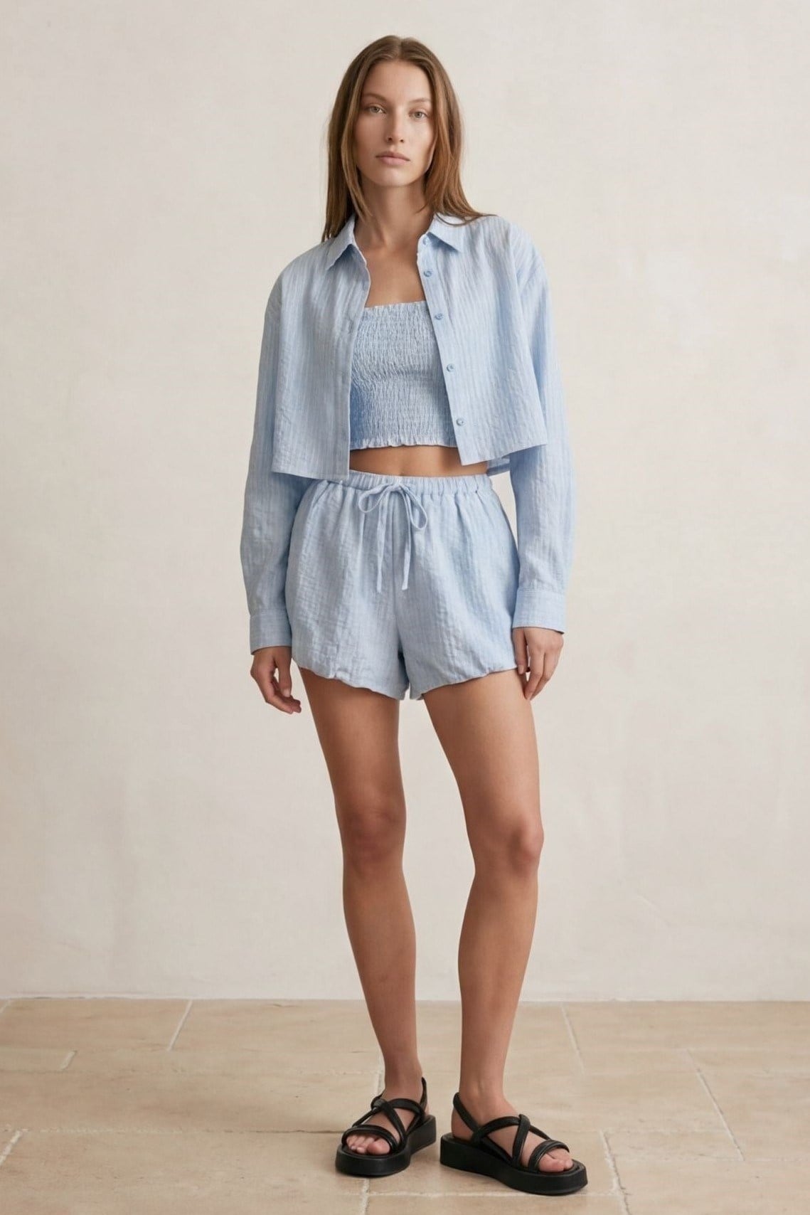 Vatka Detaylı Ekose Crop Gömlek QZ01962