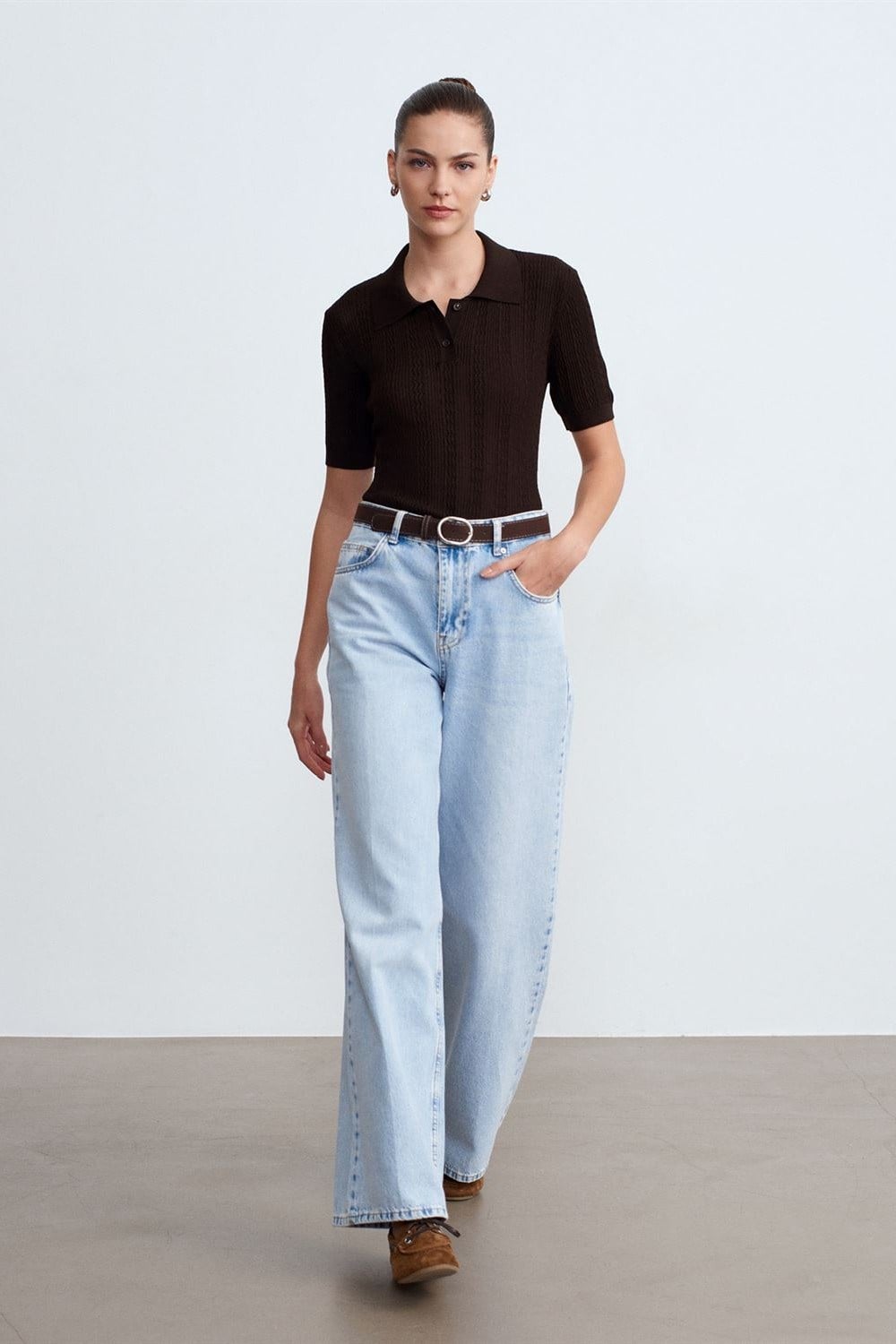 Kemer Detaylı Wide Leg Jean DL72288