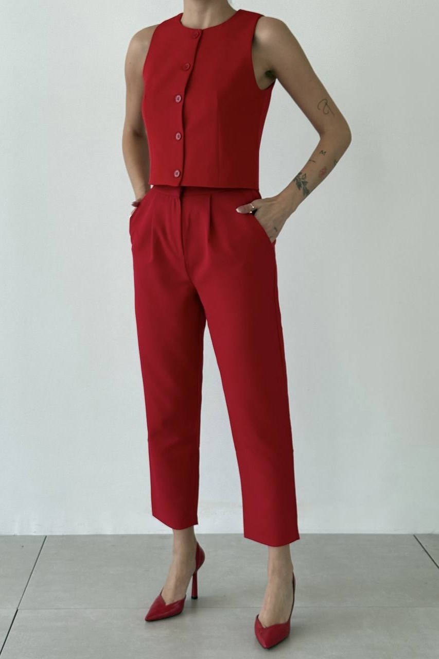 Kemer Detaylı Arkası Lastikli Pantolon QZ71154