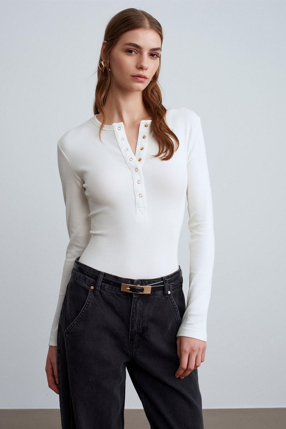 Çıtçıt Detaylı Fitilli Uzun Kollu Top DL32024