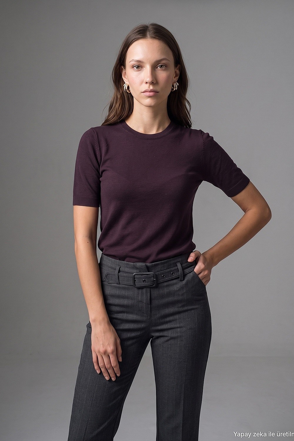 Bisiklet Yaka Kısa Kollu Basic Triko DL10779