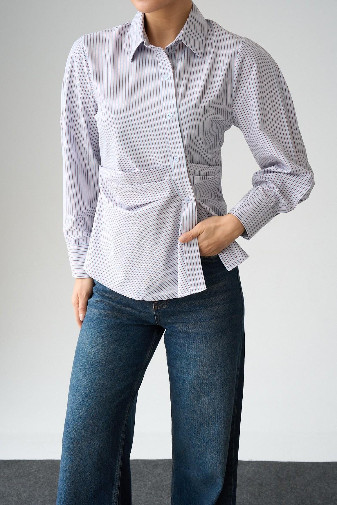 Balon Kol Detaylı Bele Oturan Fitted Gömlek QS261004