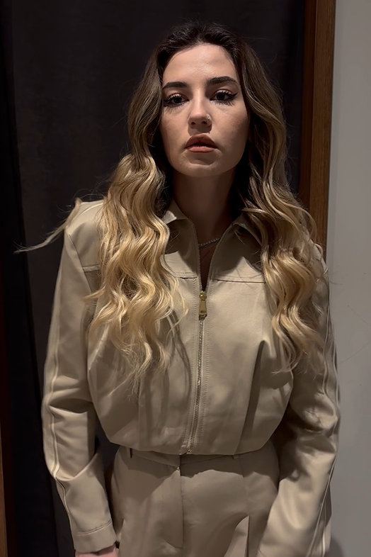 Şerit Detaylı Crop Ceket QZ01593