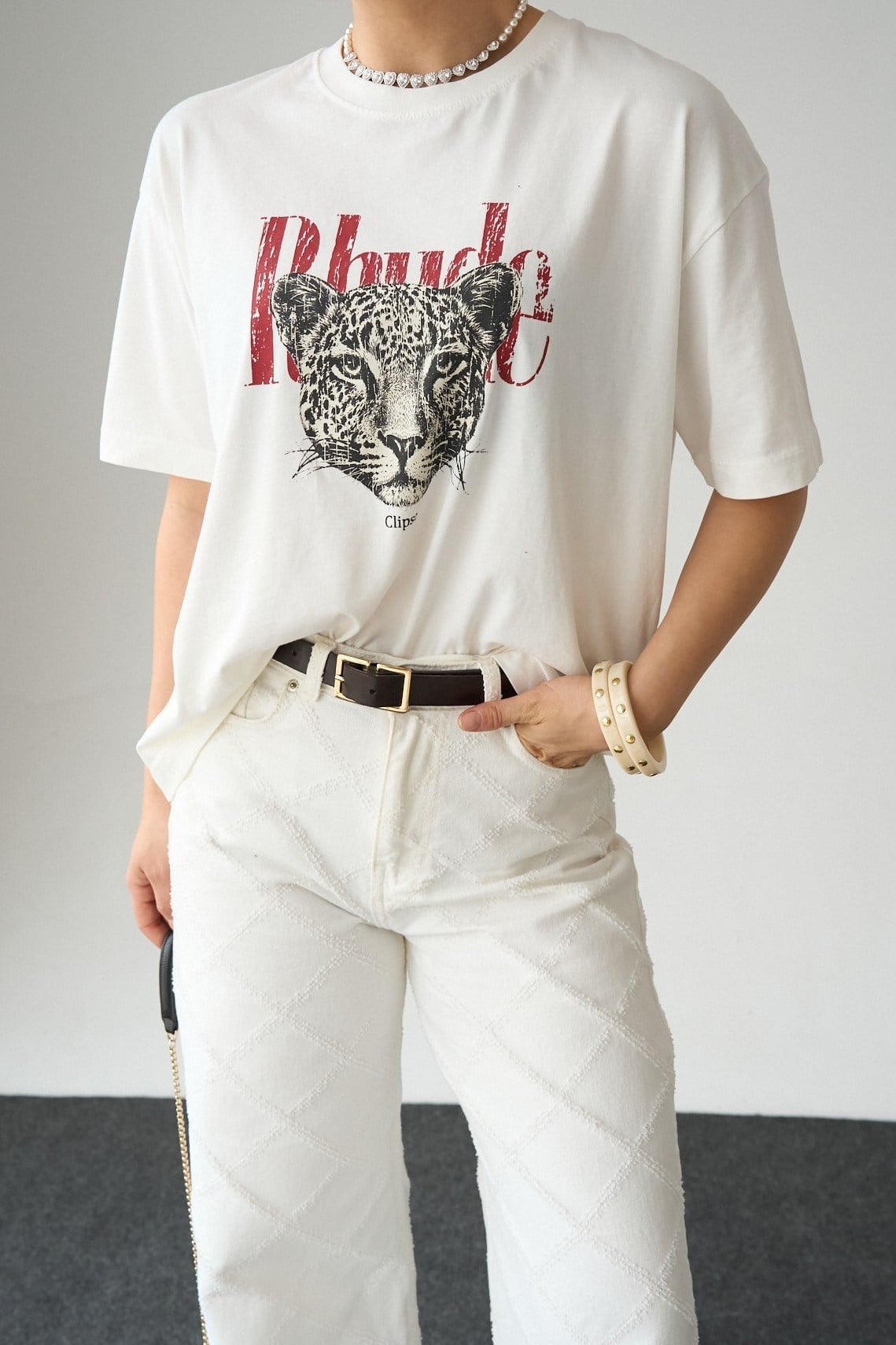 Çita Baskı ve Yazı Detaylı T-shirt QS261063