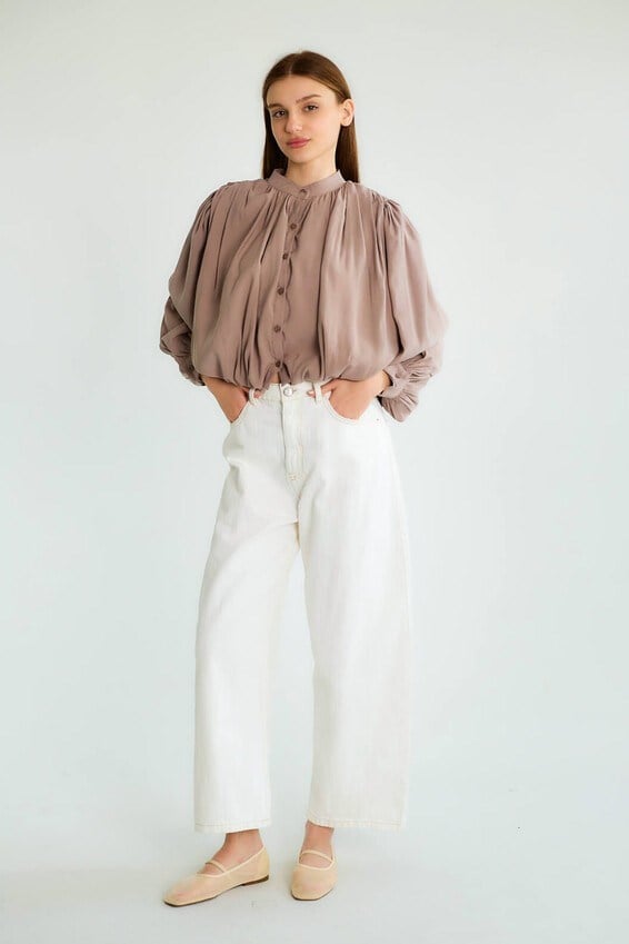 Pile Detaylı Lastik Detaylı Gömlek RB39419