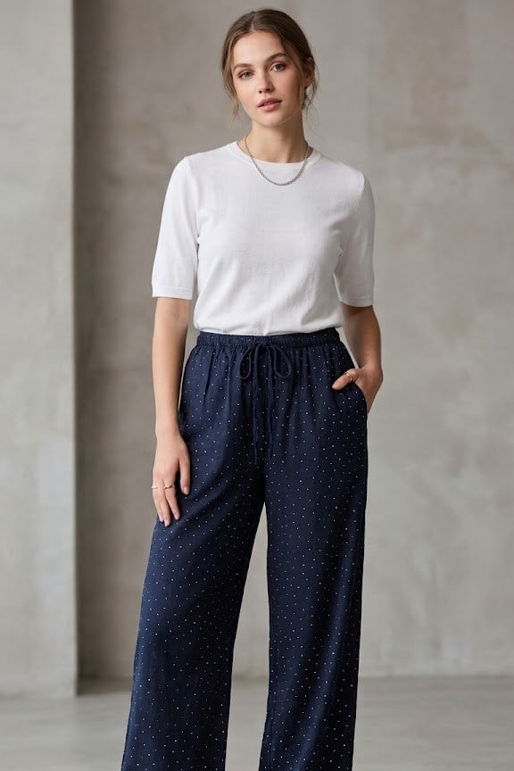 Beli Lastikli Taş İşlemeli Pantolon CS2618242