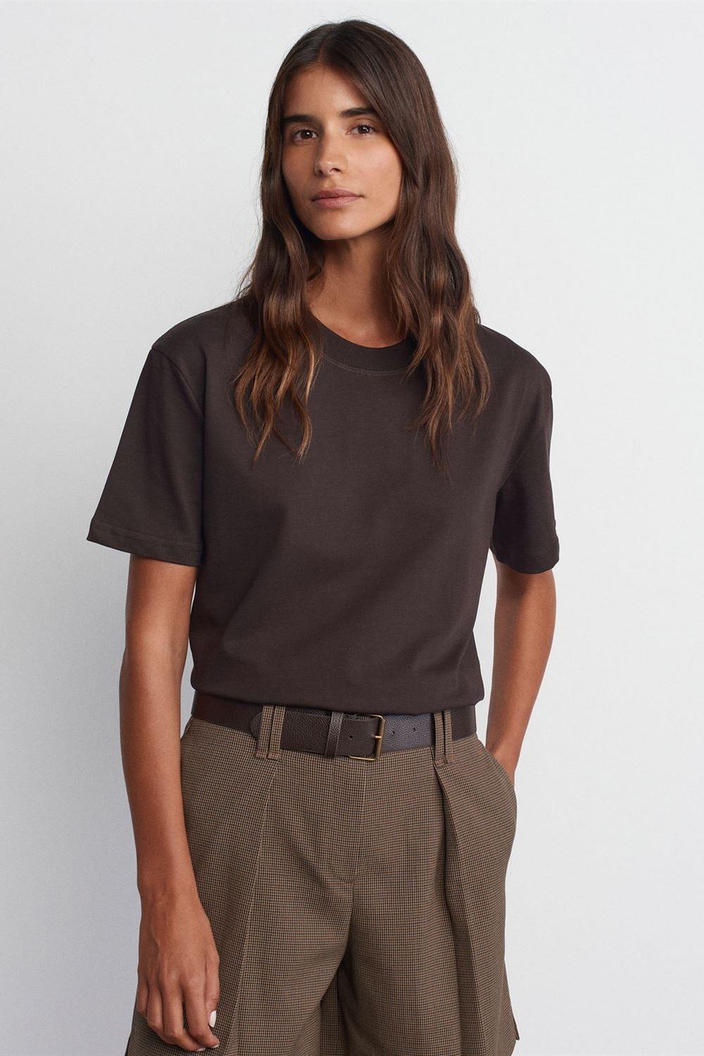 Dekoratif Dikişli Bisiklet Yaka T-shirt DL30312