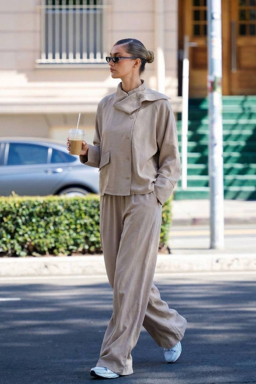 Tek Cepli Şal Yaka Gömlek Pantolon Takım PR51338