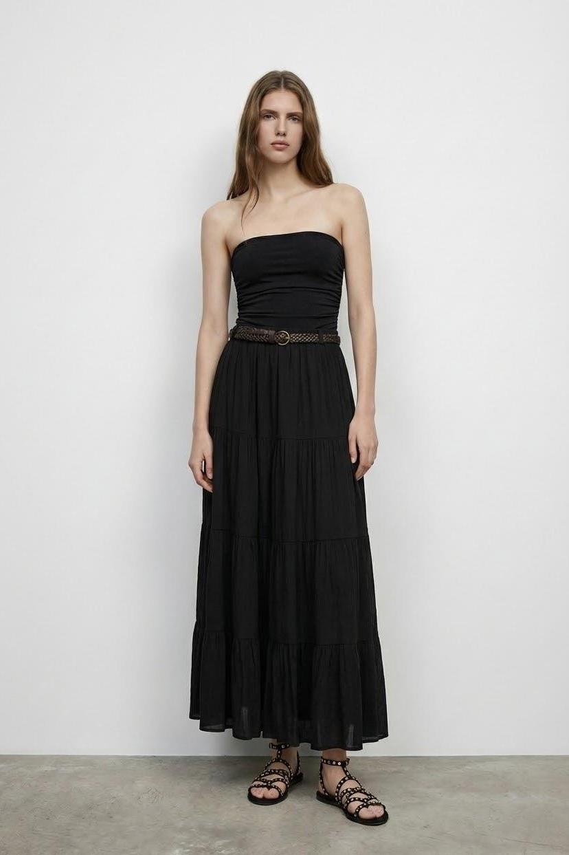 Örgü Kemer Detaylı Dökümlü Midi Etek QZ01609