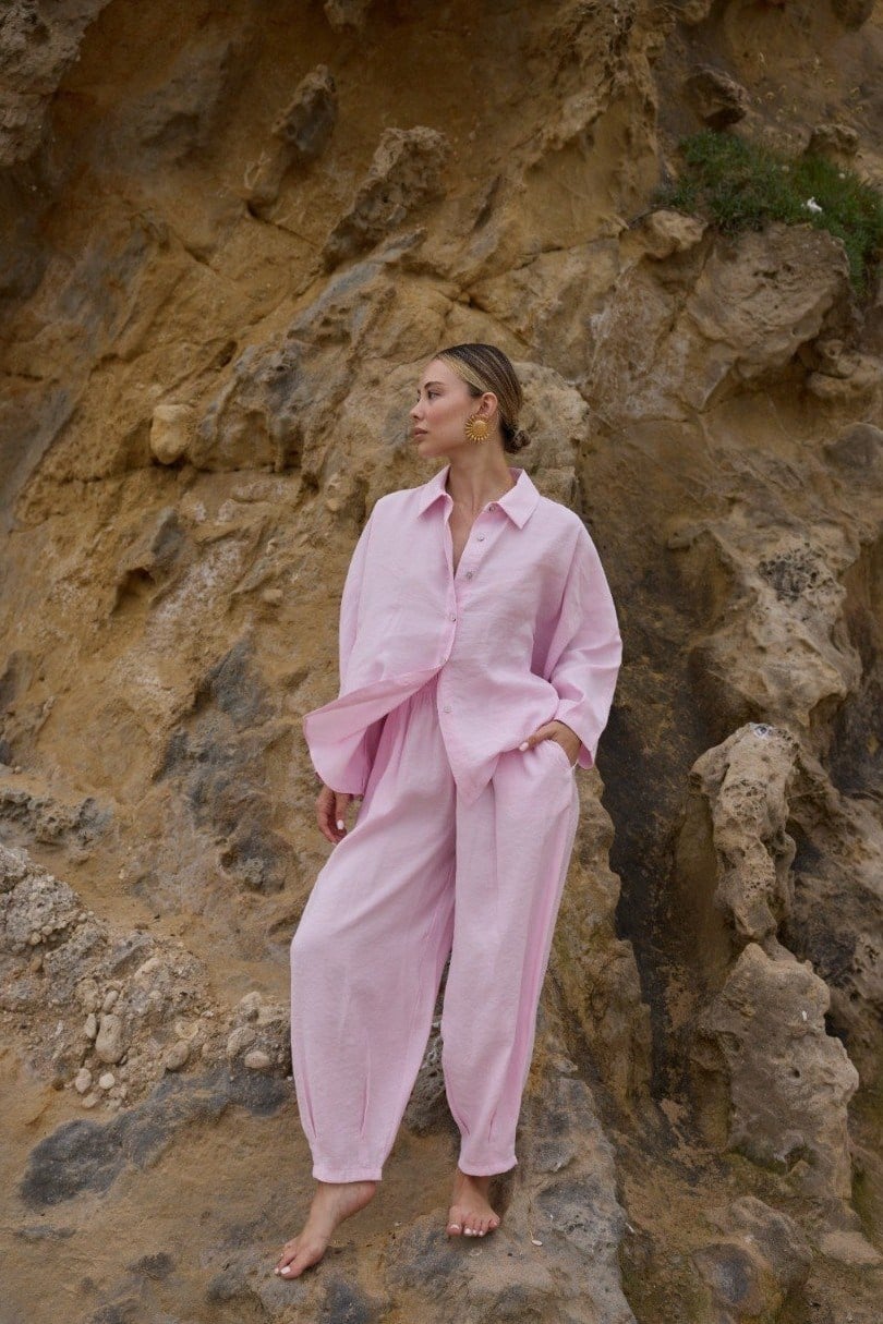 Oversize Gömlek Paçası Dar Bilek Paça Pantolon Takım PR50957
