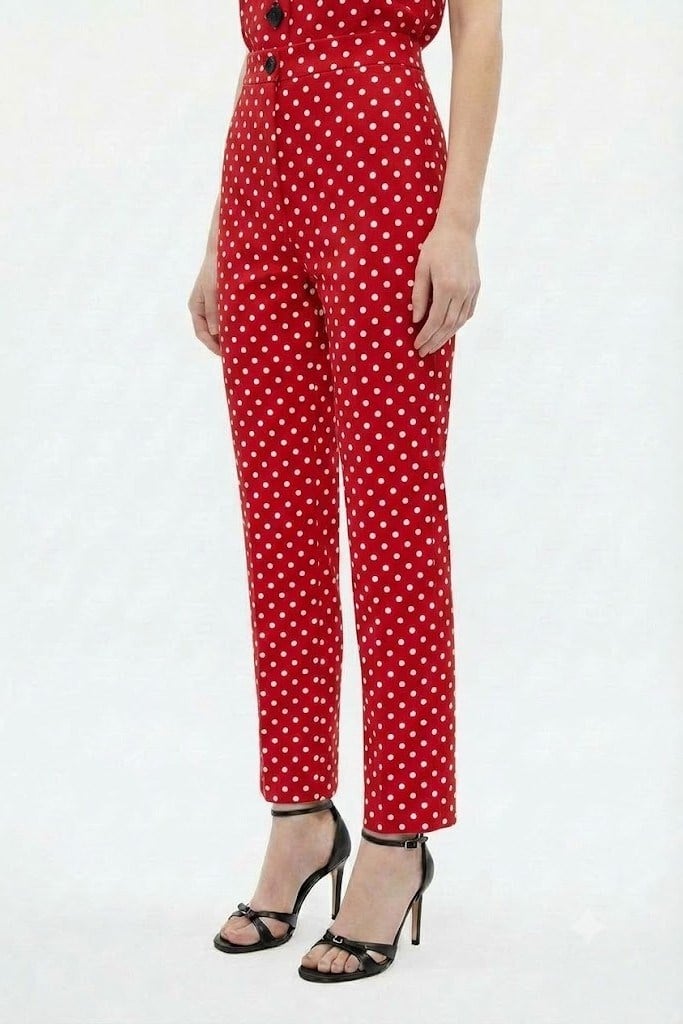 Puantiye Desenli Pantolon QZ01380