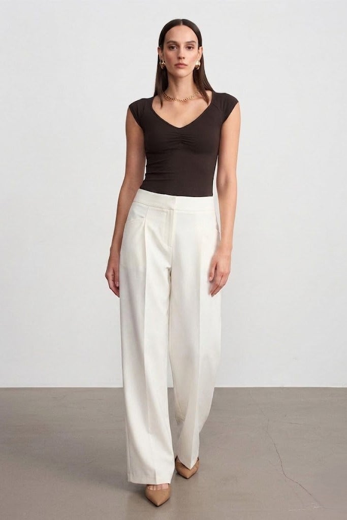 Geniş Paça Pileli Pantolon DL72666