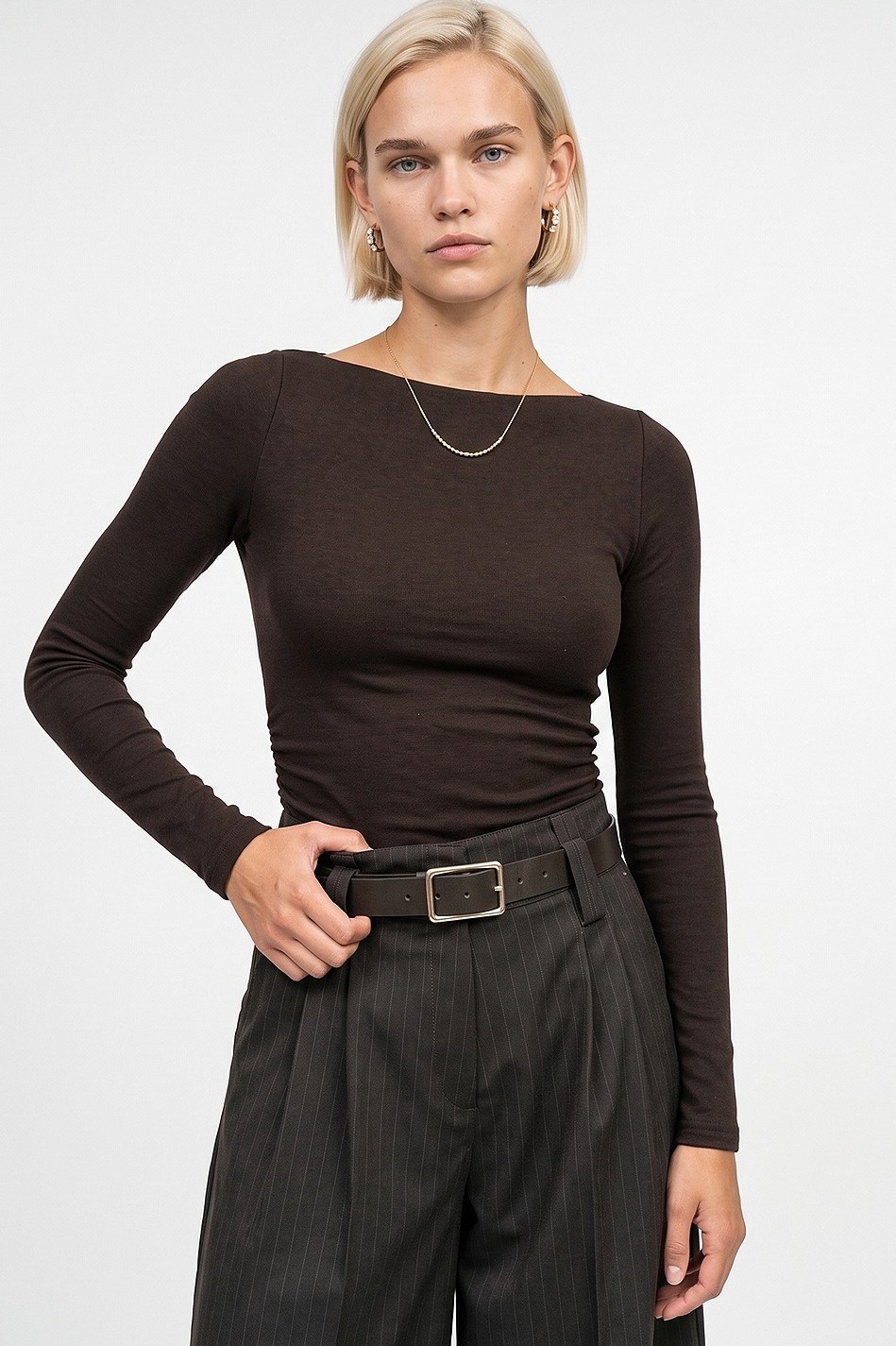 Bra-Free Kayık Yaka Büzgülü Top DL33270