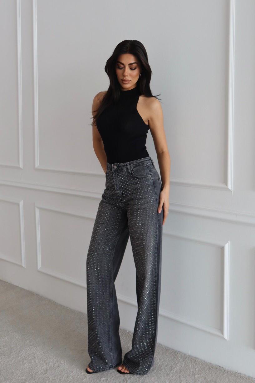 Boydan Taşlı Wide Leg Jean LC7714