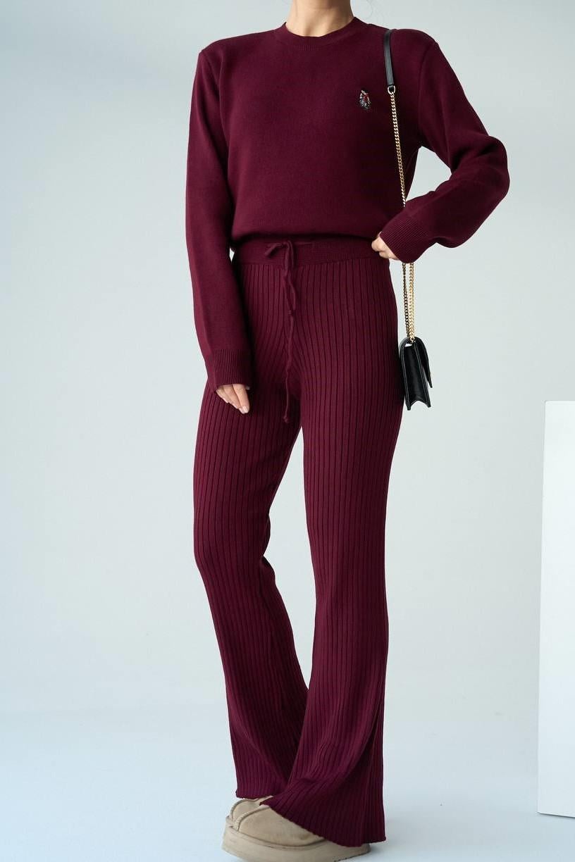Beli Bağlamalı Triko Pantolon QS241011