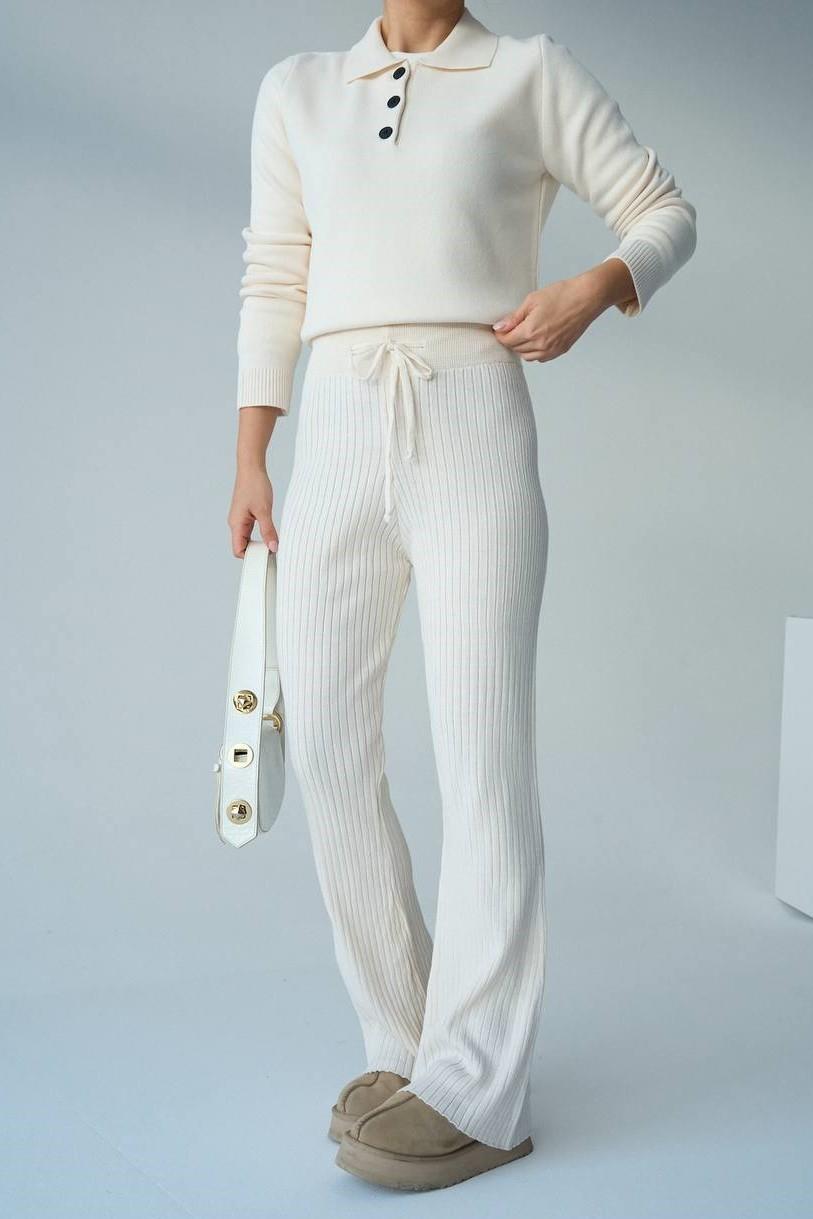 Beli Bağlamalı Triko Pantolon QS241011