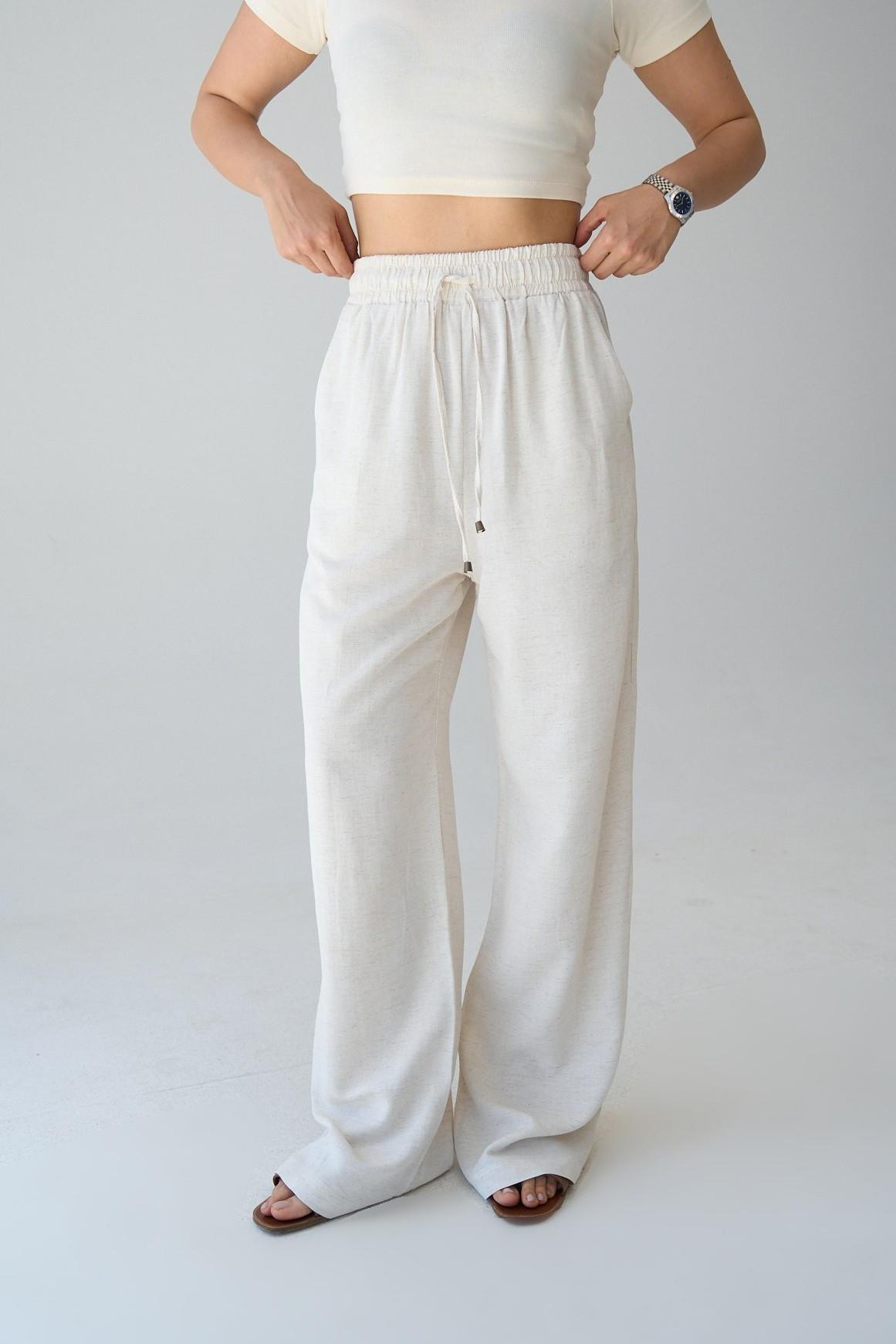 Beli Lastikli Dokuma Keten Pantolon QS251012