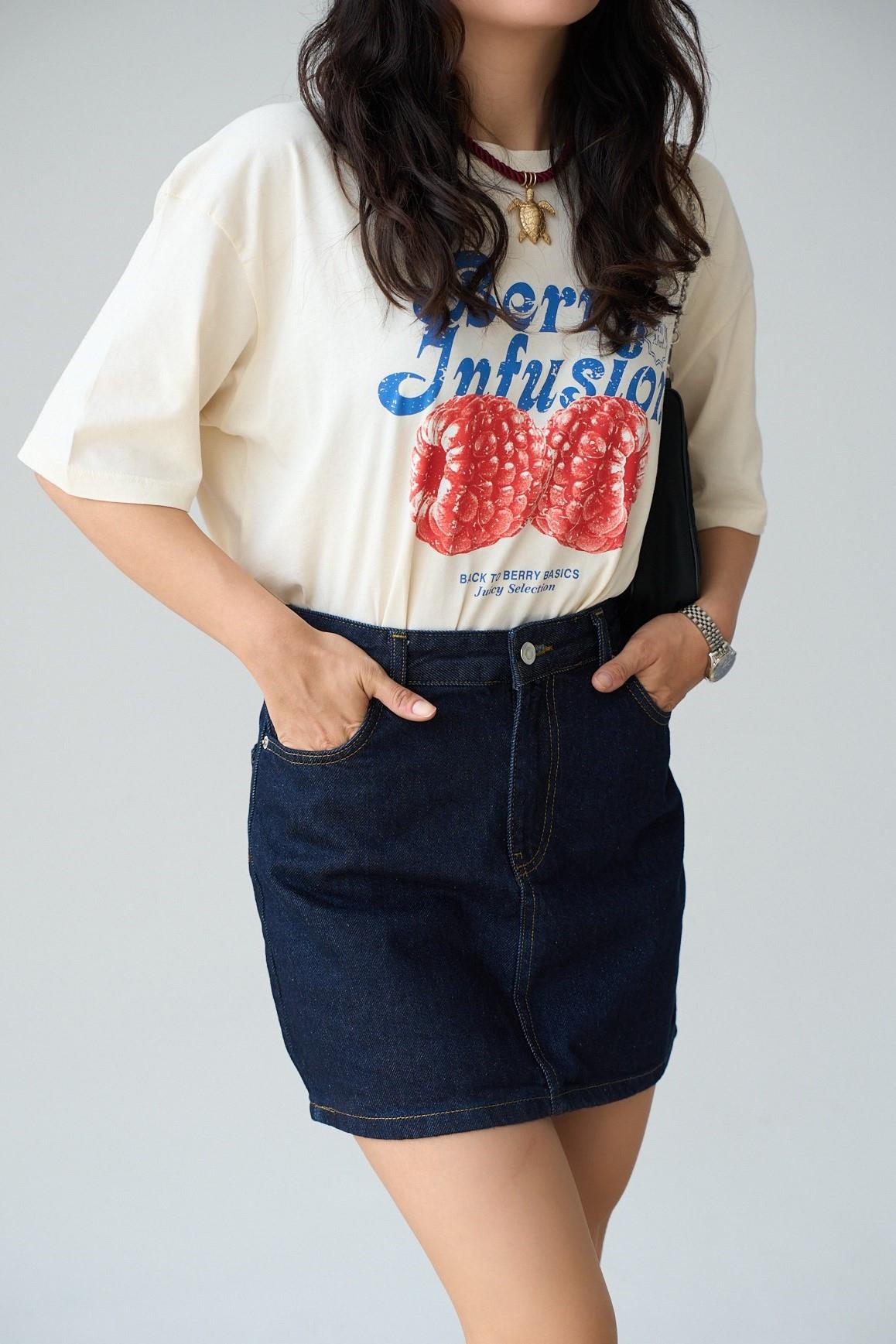 Berry Baskılı Oversize T-shirt QS251121