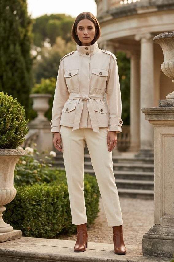 Cep Detaylı Kuşaklı Kısa Trençkot RB87150