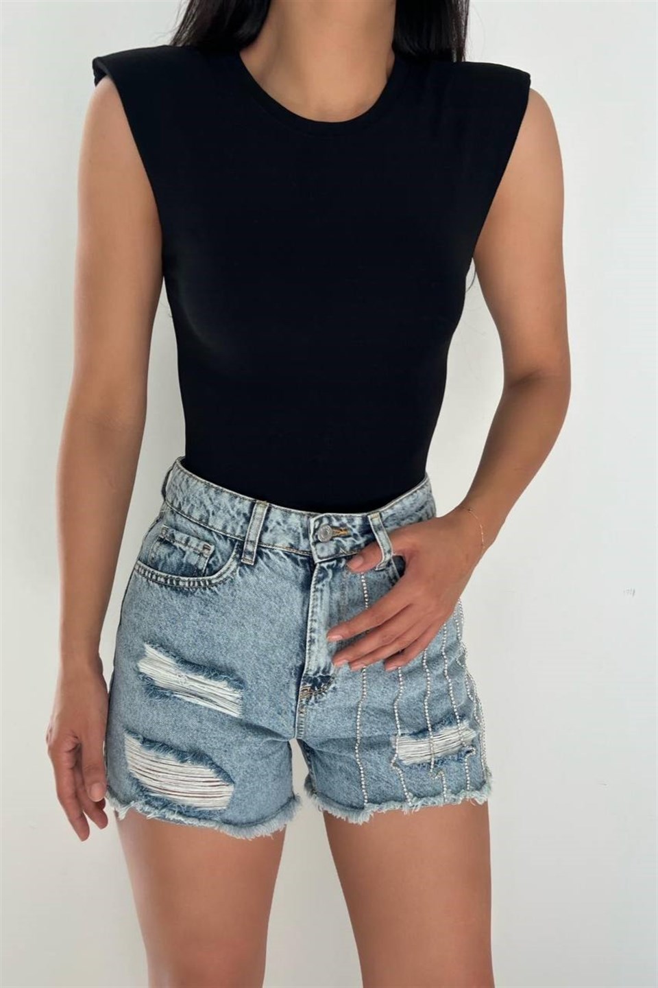 Bisiklet Yaka Vatkalı T-shirt QS210134