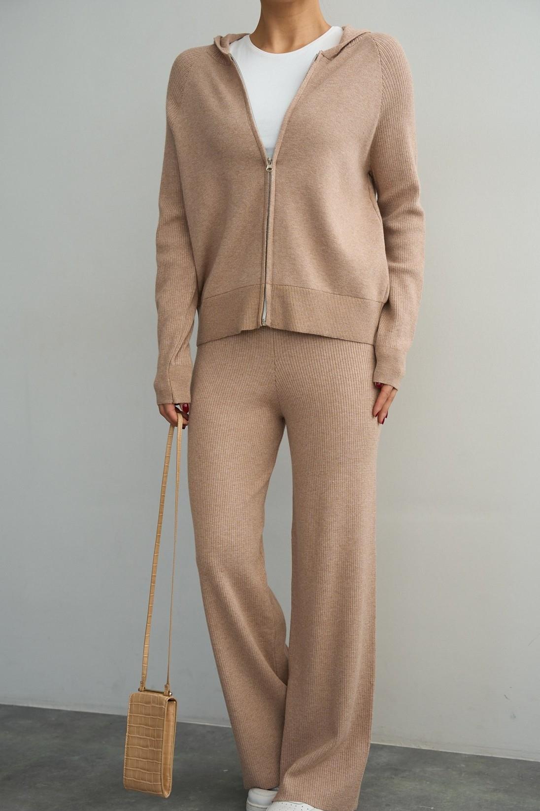 Kapüşonlu Hırka Beli Lastikli Pantolon Takım QS251018