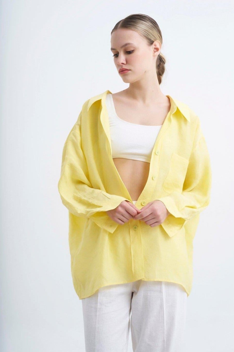 Düşük Omuzlu Oversize Gömlek PR4612