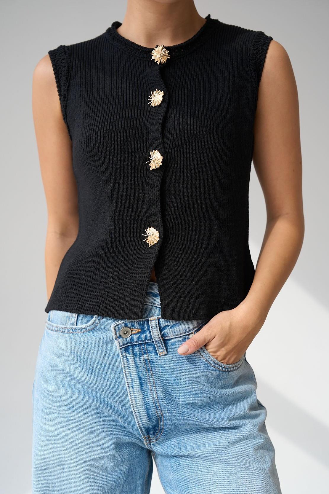 Gold Düğme Aksesuarlı Triko Yelek QS251027