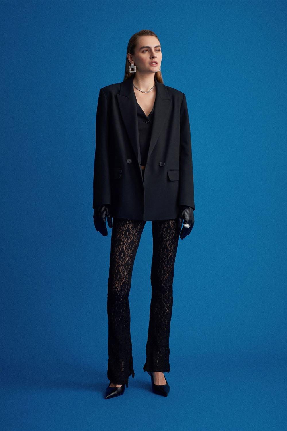 Çift Düğmeli Kapaklı Blazer Ceket DL60767