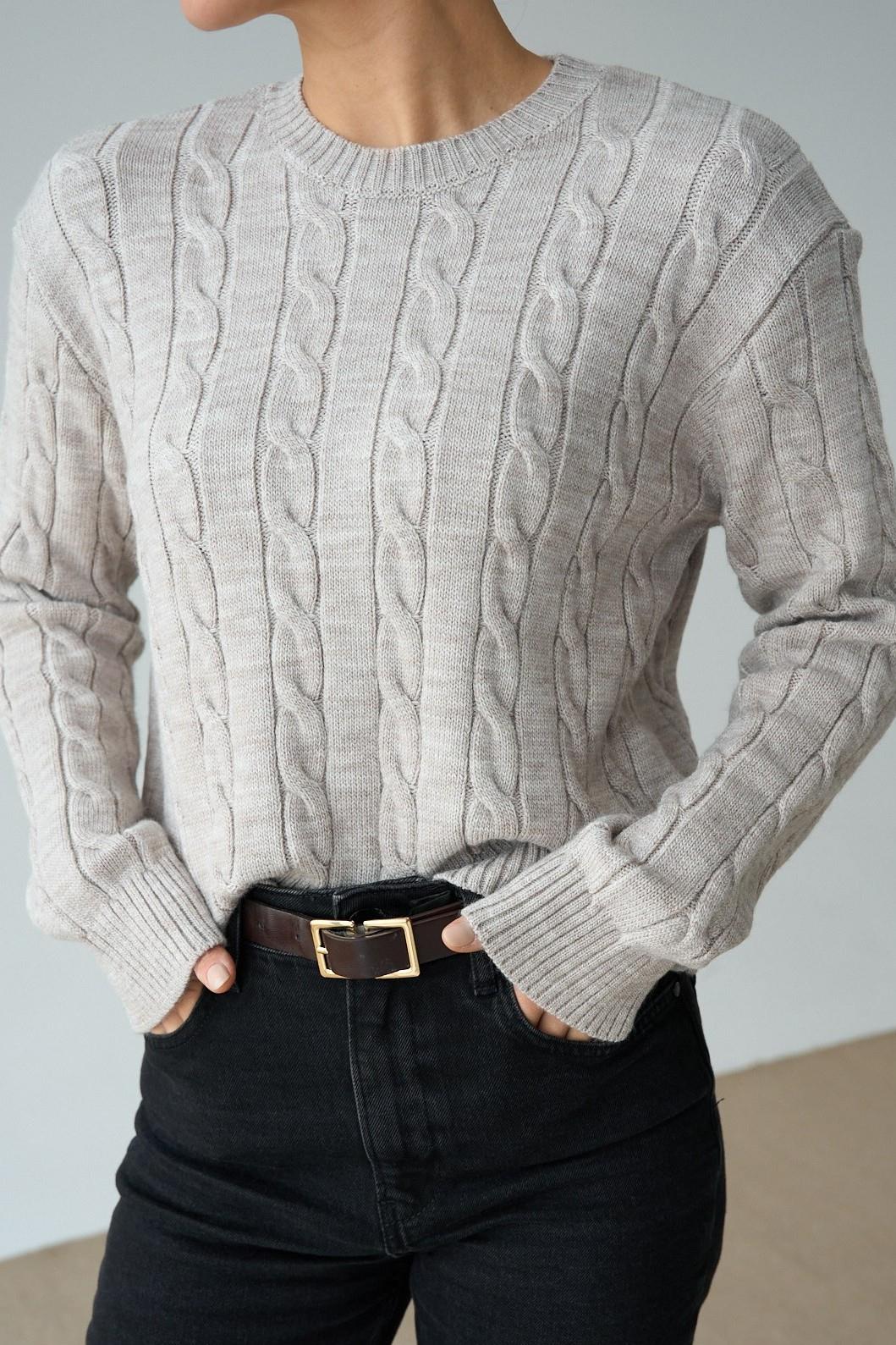 Saç Örgü Detaylı Bisiklet Yaka Kazak QS251073