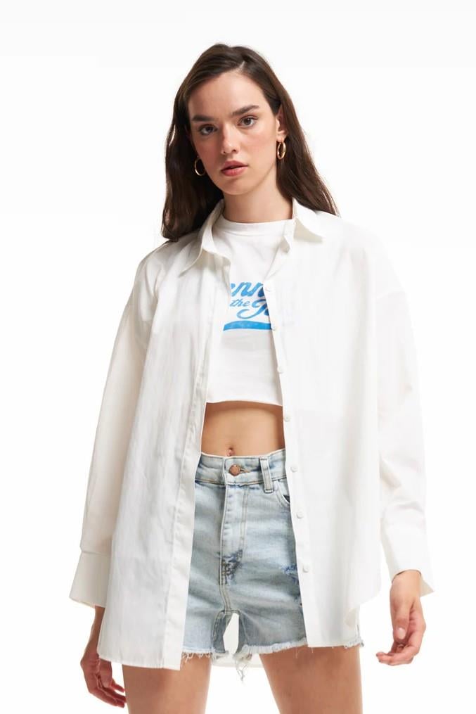 Arkası Çift Pileli Oversize Gömlek QZ11478