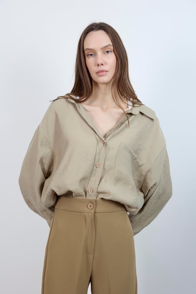 Düşük Omuzlu Oversize Gömlek PR4612
