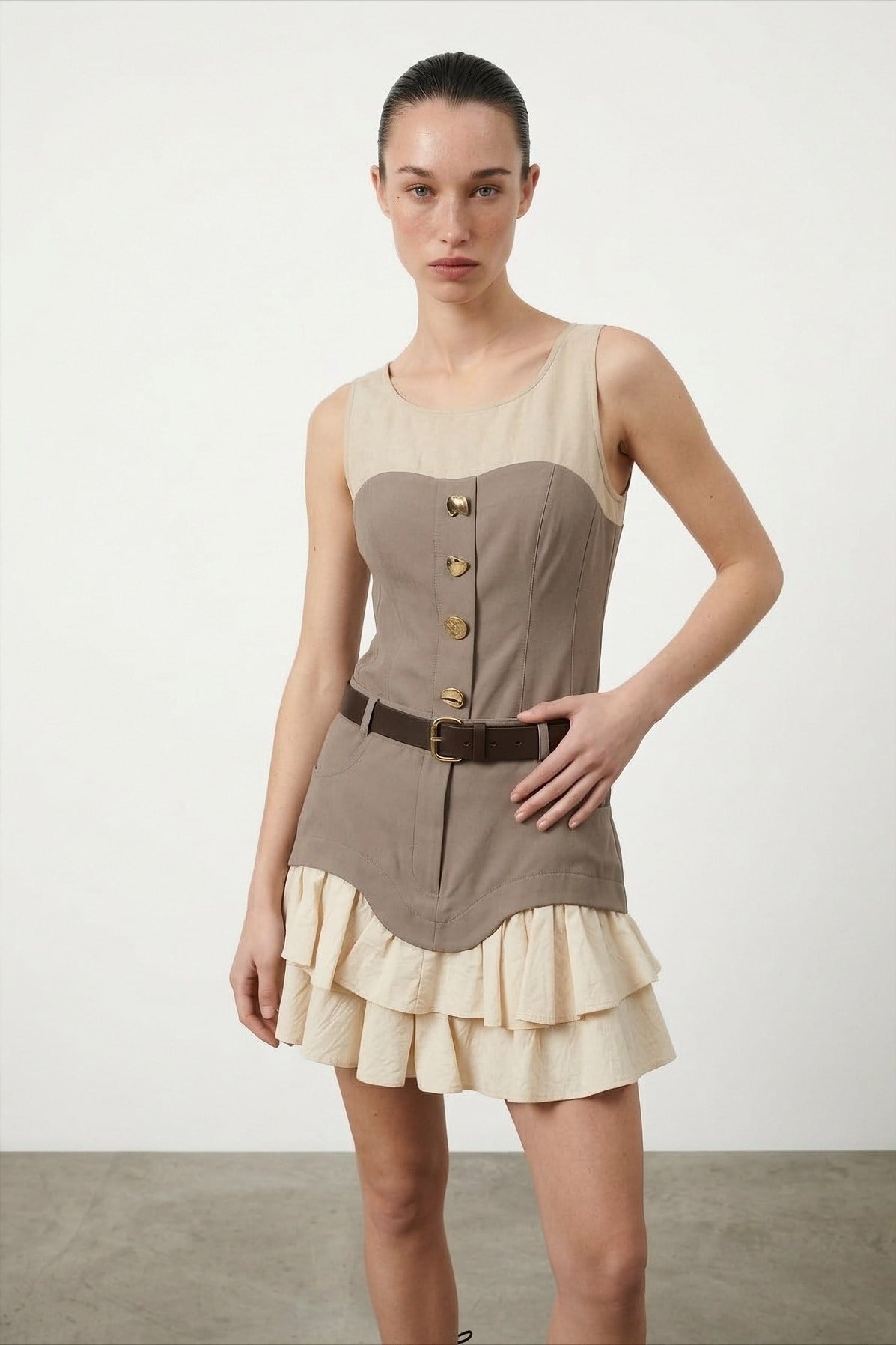 Sırt Bağlama Detaylı Düğmeli Matchli Bluz QZ01578